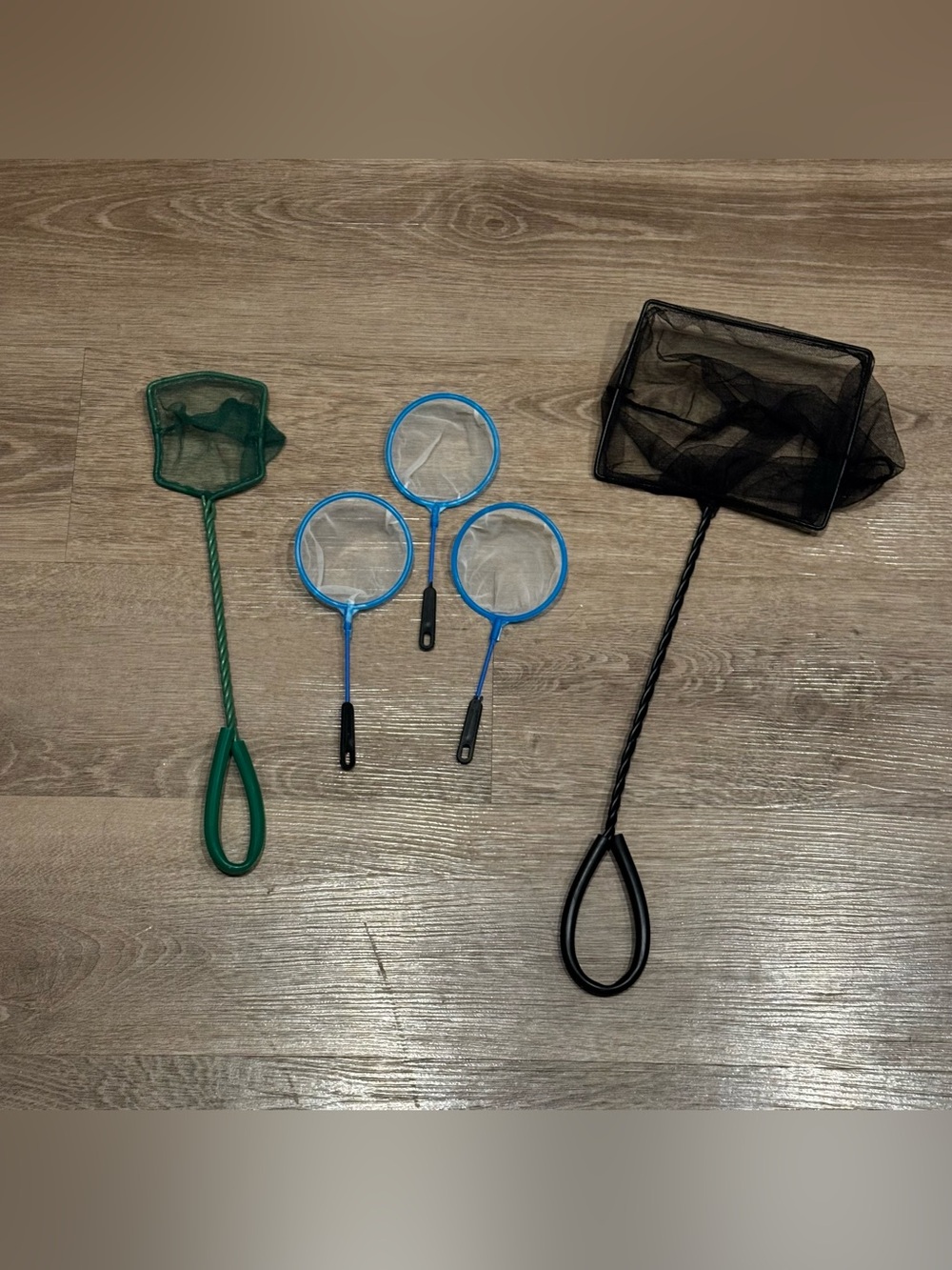 Aquarium Fish Nets Set - Black, Green, Blue